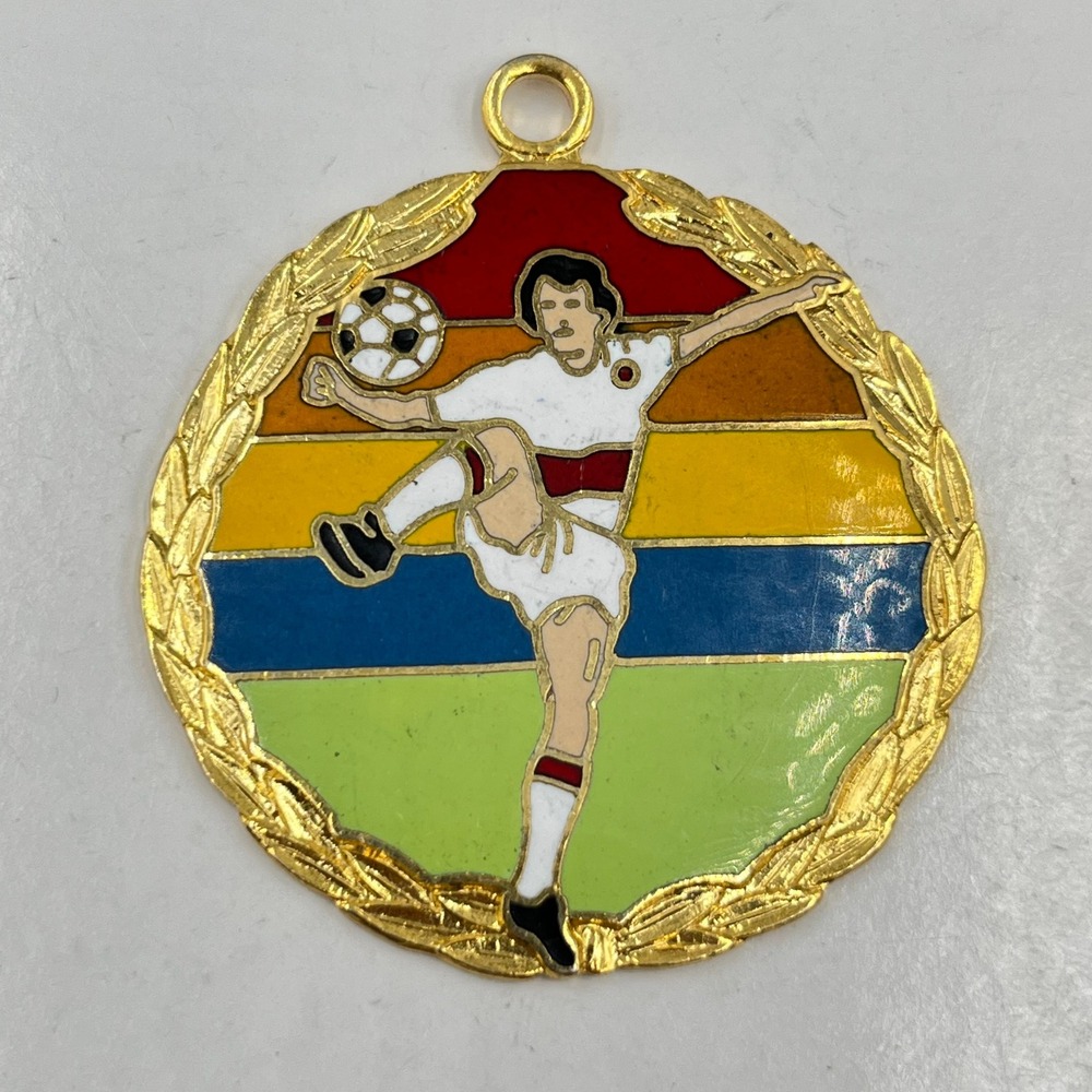 VTG 1988 Margarita Taiwan Sport Enamel Pendant Lot Soccer & Gymnastics Medal 3pc